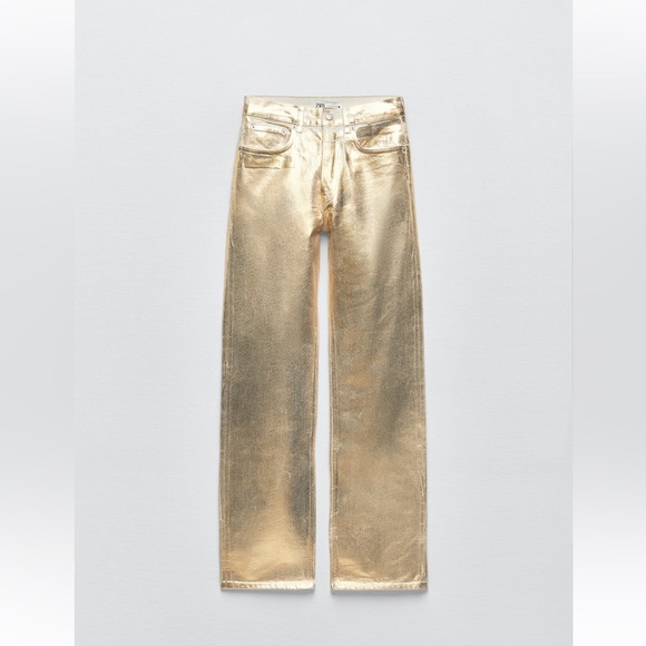 LIMITED EDITION ZARA GOLD JEANS - Picture 5 of 7